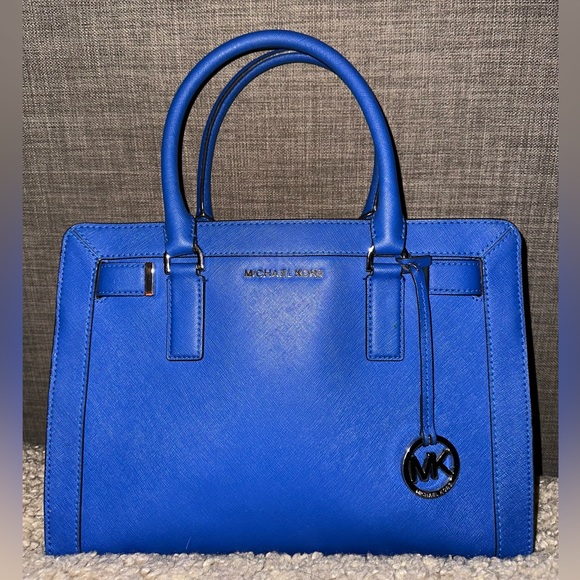 Michael Kors 💙 Blue Saffiano Leather Satchel w/shoulder strap - Picture 1 of 10